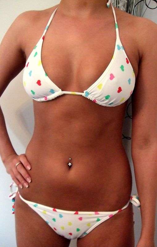 White printed hearts bikini size 12