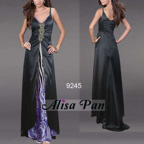 Black and floral printed evening dress size 14