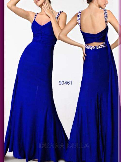 Belarzio Blue Rhinestone Evening Dress