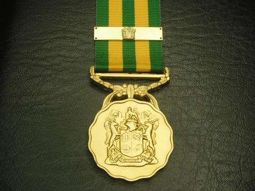 SADF 30 Year Gold Service Medal - Full Size Numbered - + 40 Year Service Bar