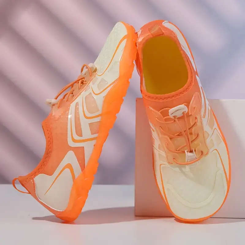 Lightweight Orange Aqua Shoes with Self Lace Adjust 9.5