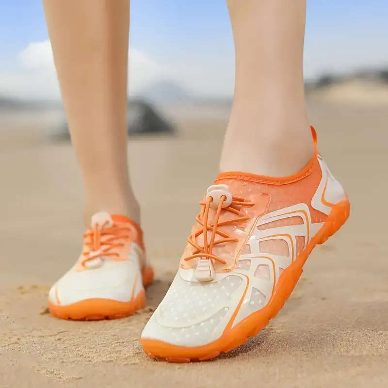 Lightweight Orange Aqua Shoes with Self Lace Adjust 9.5
