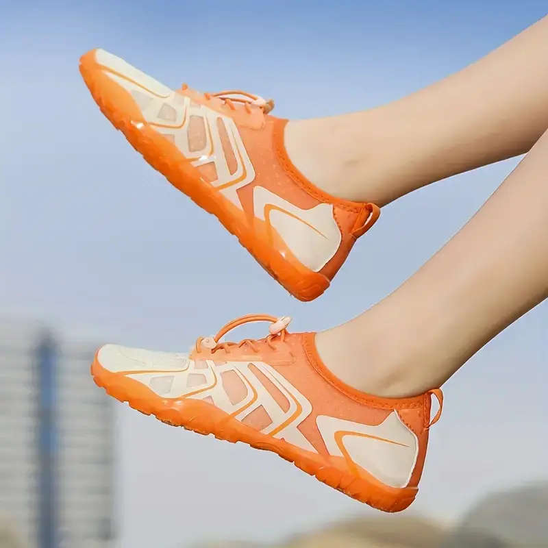 Lightweight Orange Aqua Shoes with Self Lace Adjust 9.5