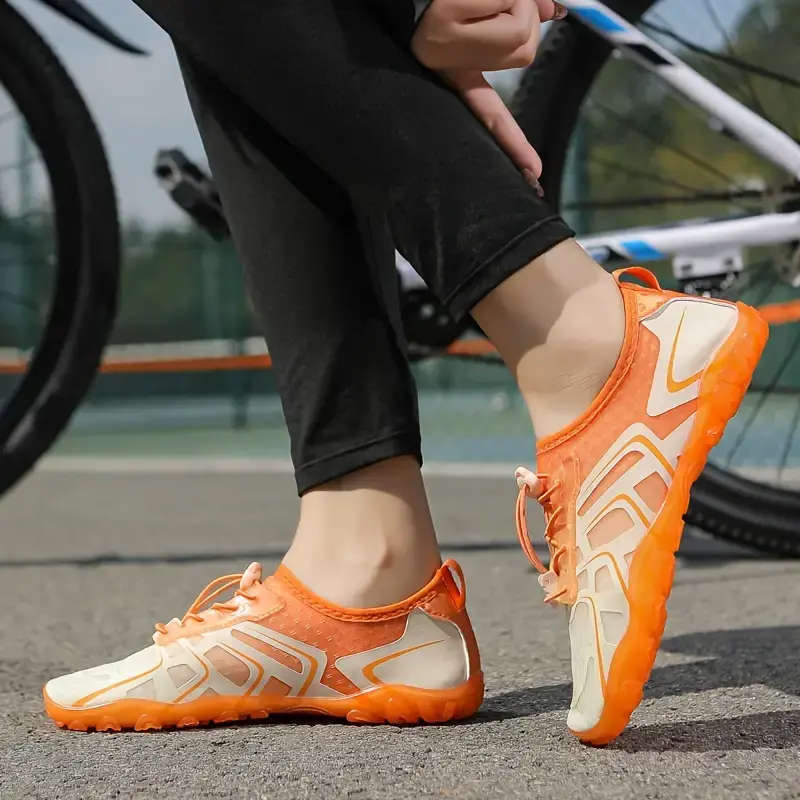 Lightweight Orange Aqua Shoes with Self Lace Adjust 9.5