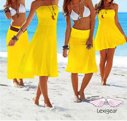 Beach Dress/Skirt Size S/M Yellow (Size 8-10) wear in various ways!