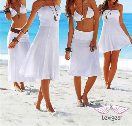Beach Dress / Skirt Size M White (Size 8-10)