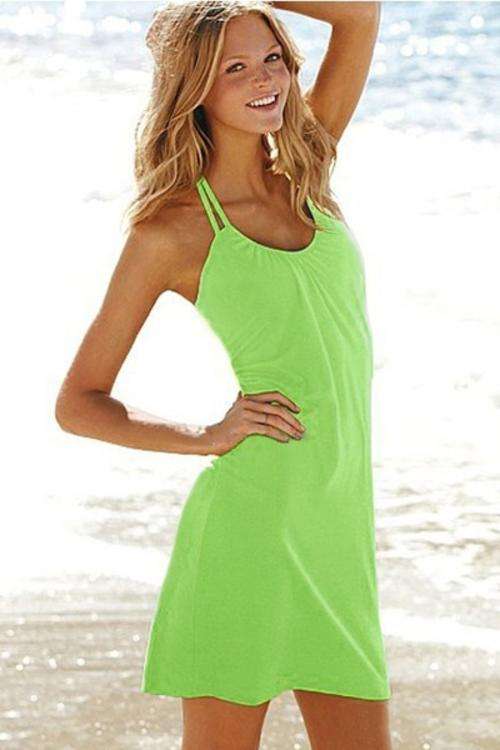 Lime Tie Halter Beach Dress Size S/M and L/XL