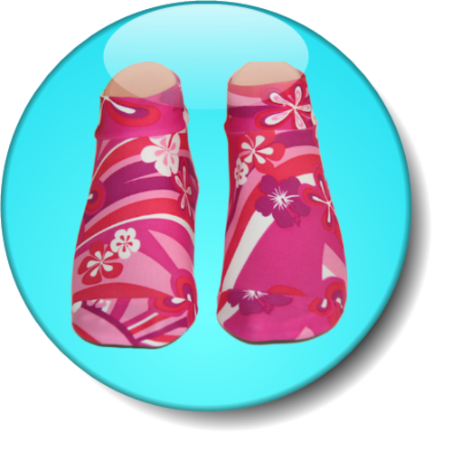 Kids Pattern Pink  Aqua/Airline/ Socks/ Swim Sox (Size 11-12)