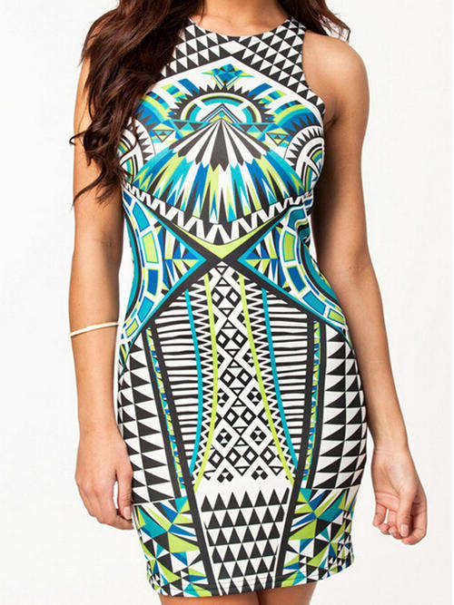 Multicolour Geometric Print Dress size 6-8 (small)