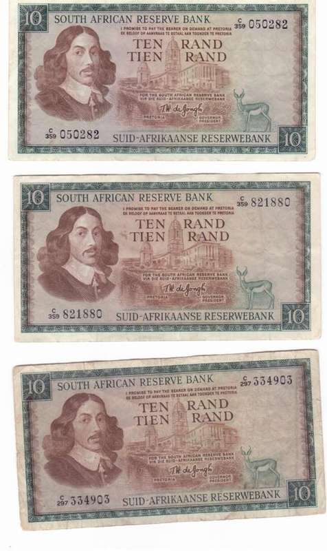SOUTH AFRICAN TW DE JONGH R10 & R5 NOTES