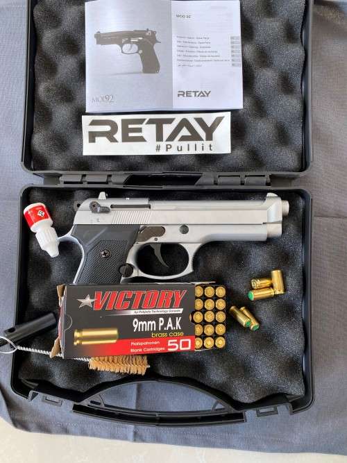 Retay Mod 92 Chrome Baretta Blank Gun