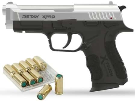 Retay XPro 9mm Blank and Pepper Gun (chrome) (+10 blanks)