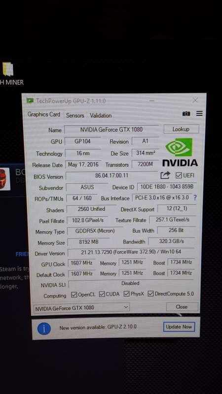 ASUS GTX1080 TURBO 8GB