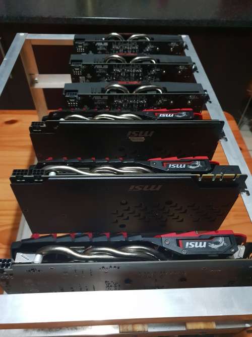 6 x unidentified MSI and ASUS graphic cards ( GPU MINER )