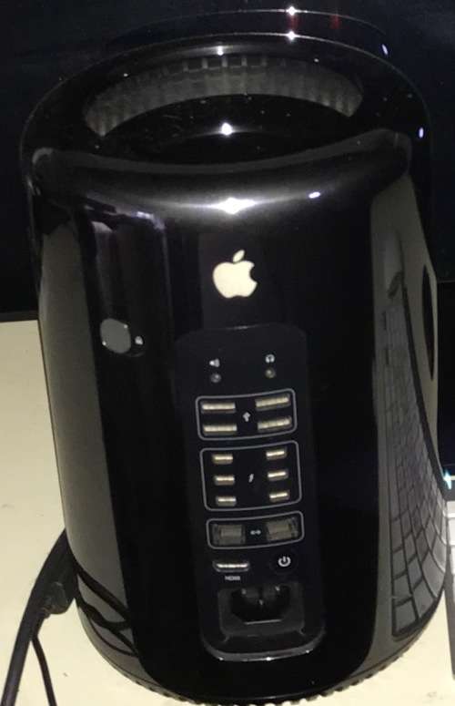 Mac Pro, Dell HDMI scree, keyboard, mouse and track pad.