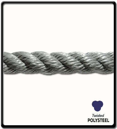 *** BID PER METER / 50m BUNDLES *** 3 STRANDED POLYSTEEL ROPE ~ 6.25mm DIAMETER ***