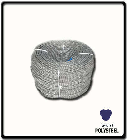 *** BID PER METER / 50m BUNDLES *** 3 STRANDED POLYSTEEL ROPE ~ 6.25mm DIAMETER ***