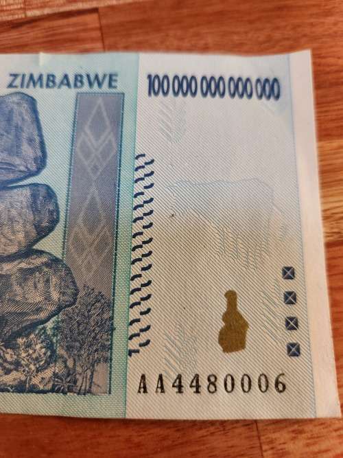 Set of 5 x 100 Trillion Zimbabwe Dollar Notes AA Series