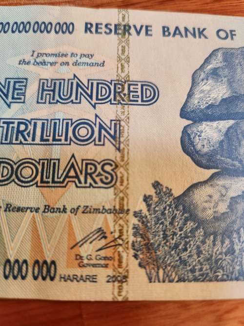 Set of 5 x 100 Trillion Zimbabwe Dollar Notes AA Series