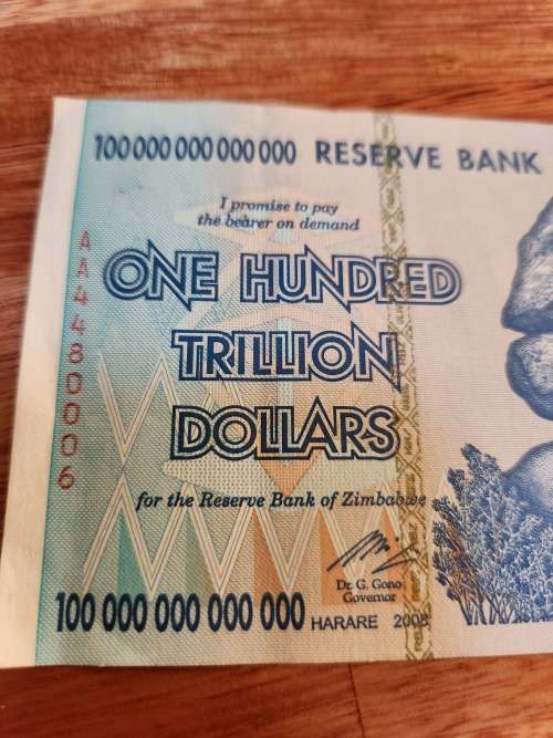Set of 5 x 100 Trillion Zimbabwe Dollar Notes AA Series