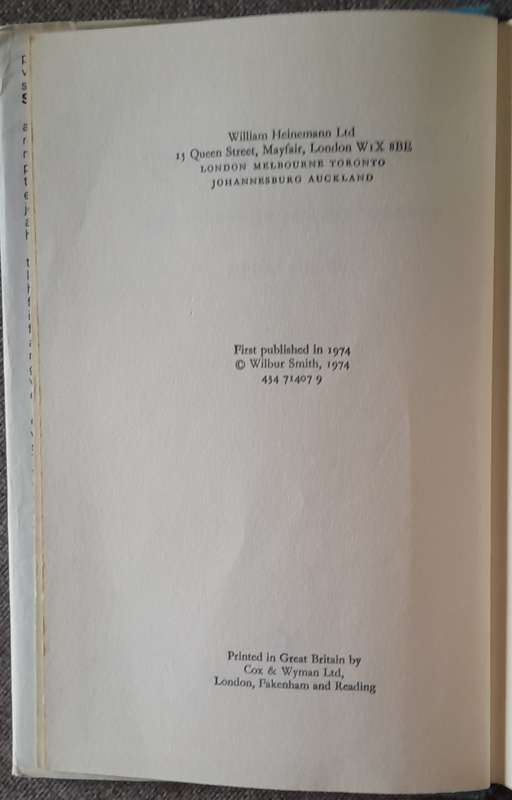 Eagle in the sky - Wilbur Smith 1974 First Edition Hardcover in excellent condition