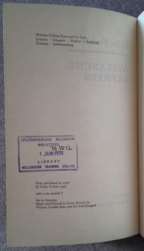 Avalanche Express - Colin Forbes 1977 Collins First Edition Hardcover