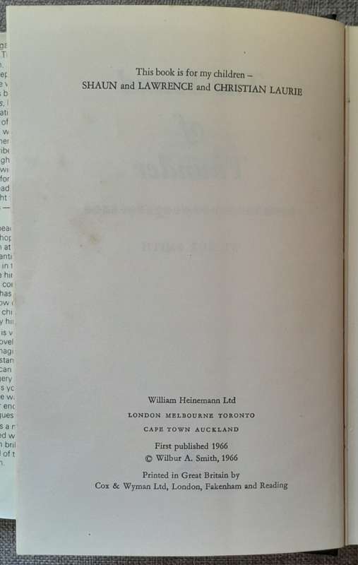 The Sound of thunder - Wilbur Smith Hardcover 1966 First edition