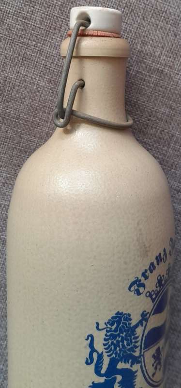 Vintage Franz Joseph Jubelbier Half Liter Stoneware Beer Bottle Jug with Ceramic Stopper