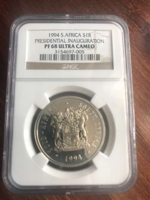 1994 SA R1 Presidential Inauguration Silver Coin - NGC PF68 Ultra Cameo
