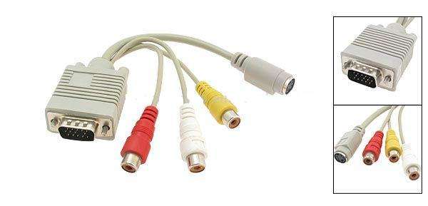 VGA TO 3RCA, S-VIDEO ADAPTER, CONNECT PC TO TV (BRAND NEW)