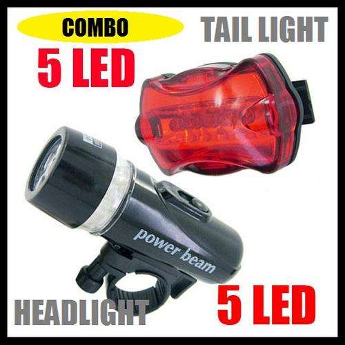 Bicycle Torch 5 LED Head Light + 5  Rear Tail Light