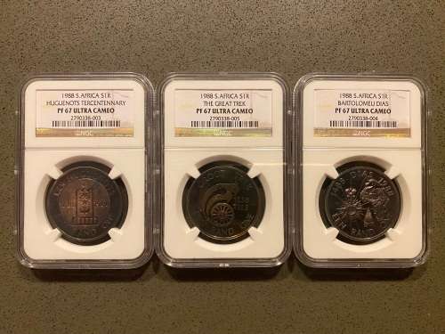 Graded Proof RSA 1988 Set (3 Coins) of Silver R1`s: NGC PF67UC - Priced per Coin