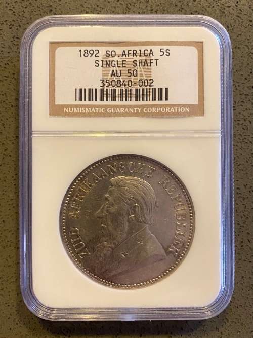 Loveley Graded ZAR 1892 Silver Single Shaft Crown (5S): NGC AU50