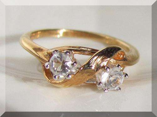 TWIN PEAKS!! CZ DIAMONDS SET IN 18k GOLD GP RING