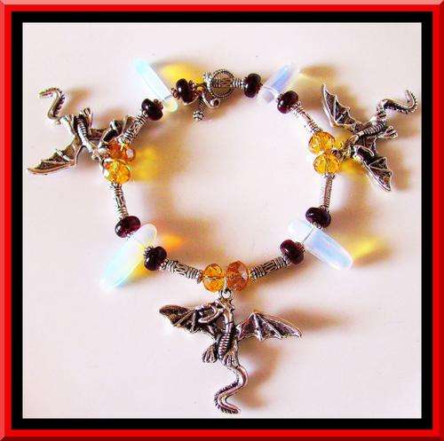 RARE ELEGANCE!! CHARM BRACELET WITH: GARNETS, CRYSTALS, FREEFORM CRYSTALS & TIBETAN SILVER