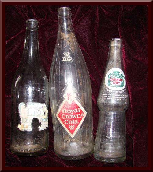 VINTAGE COLA!!! THREE EXQUISITE SOFT DRINK BOTTLES FROM THE 50'S OR 60'S