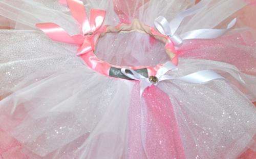White with touch of pink shimmer tulle tutu skirt