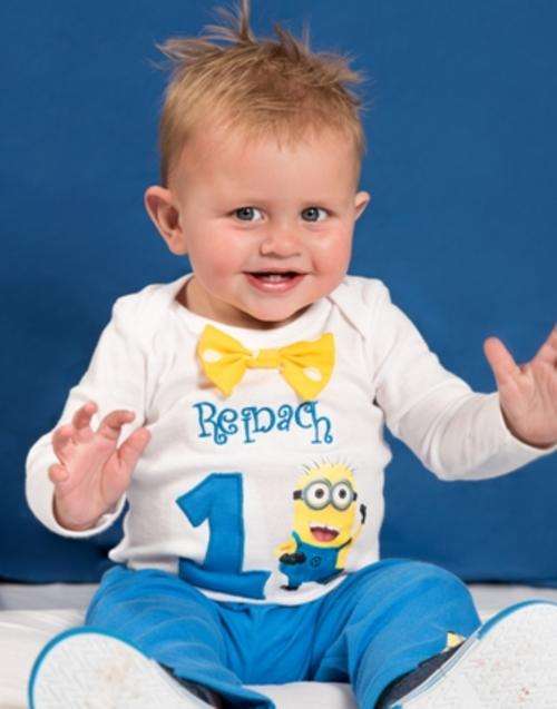 Minion birthday theme personalised vest and pants - up to size 2 years