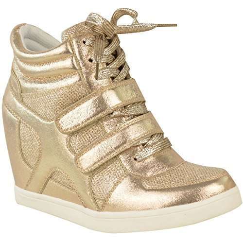 NEW WOMEN LADIES HI TOP WEDGE TRAINERS SNEAKERS PUMPS SPORT ANKLE BOOTS SIZE 8