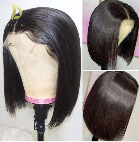 8inches Lace Front Human Hair Wigs Bob Wig  Brazilian Straight 13x4 Lace Wig 130density