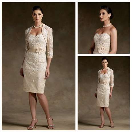 FREE SHIPPING - Champagne With Jacket Best Selling Mother of The Bride Dresses  - US Size 2 to 26W