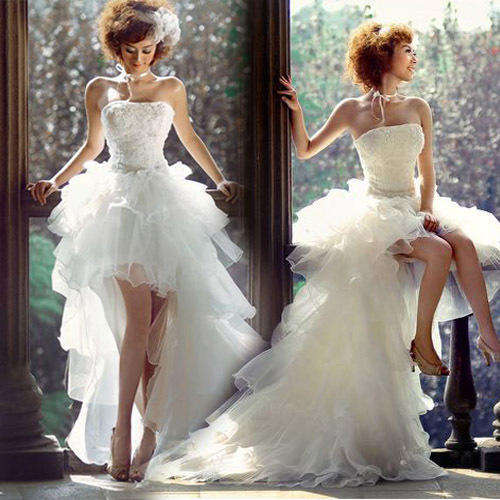 *Special Price + Free Shipping* Women's Fashionable Short Front with Trailing Wedding Dress