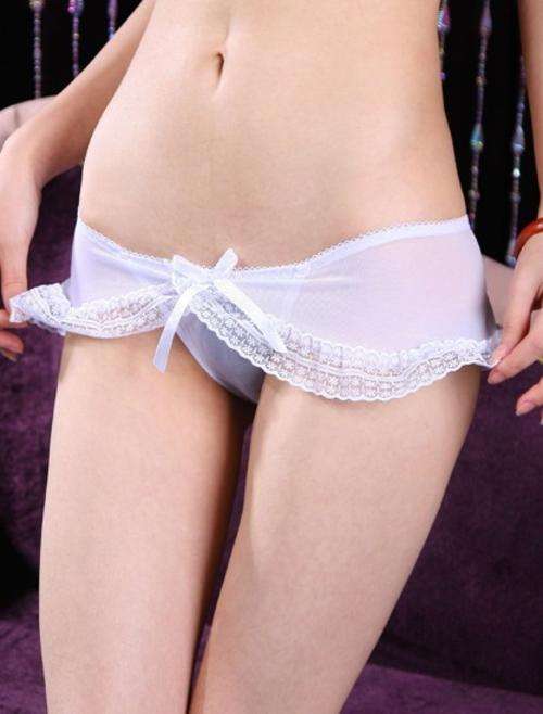 Pretty in white lacey thong! Fits Small to Medium