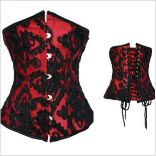 Free Shipping - Longer Line Satin Under-bust Corset with Thong