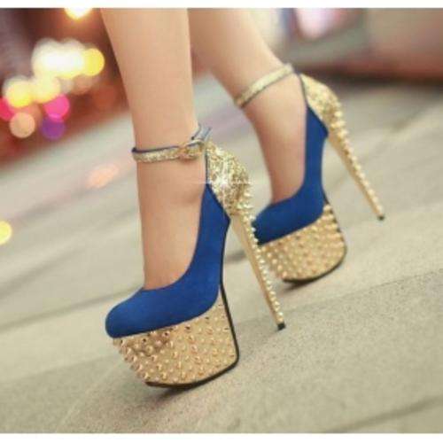 Fashion Women's Pumps With Suede Punk Style Studs Design - Size 2 to 6