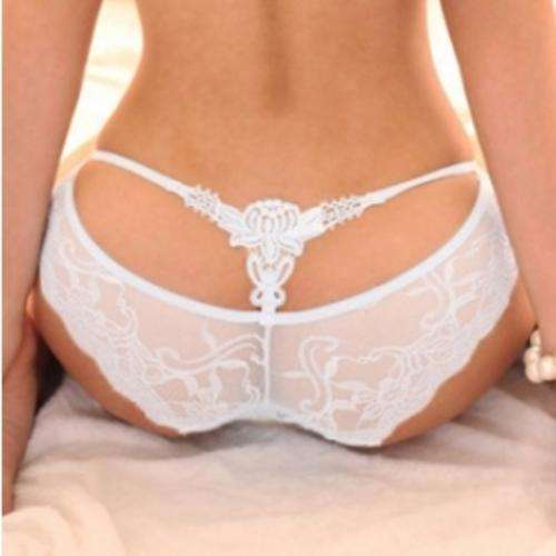 5 ON AUCTION!! Sexy Lotus Pattern Lace Hollow T-Back - White