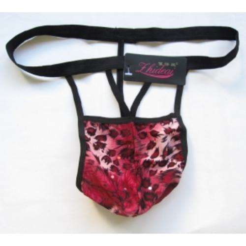5 ON AUCTION!! Hot Sexy Hollow Leopard Striped Slit-bottom T-back Gstring Lingerie Underwear for Men