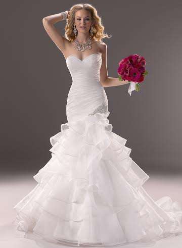 FREE SHIPPING-The Most Popular Organza Mermaid Wedding Gown Dress  - US Size 2 to 24W