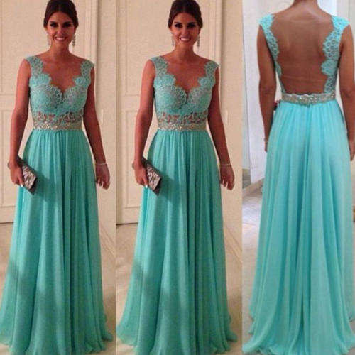 The Backless Sexy Long Formal Evening Dresses Lace 2014 - Size 2 to 22W