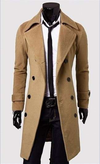 Men's Khaki Worsted Men Coat -